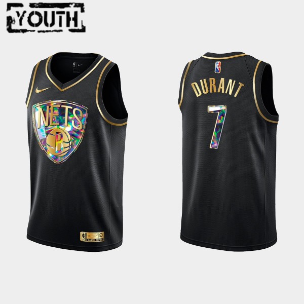 NBA Brooklyn Nets Trikot Kevin Durant 7 Nike 2021-22 Schwarz Golden Edition 75th Anniversary Diamond Swingman - Kinder